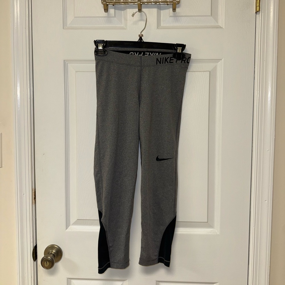 Nike Black and Gray Cropped Leggings